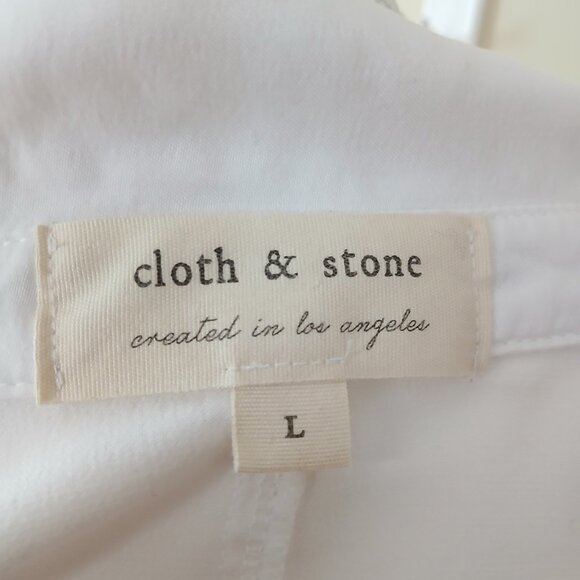 Anthropologie Cloth & Stone Tie Front Button Down Blouse White Size Large - Picture 7 of 7